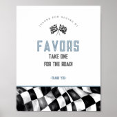 ブルーレースカー誕生日パーティー好意サイン ポスター (正面)