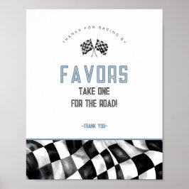 ブルーレースカー誕生日パーティー好意サイン ポスター