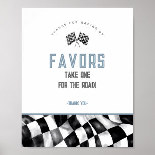 ブルーレースカー誕生日パーティー好意サイン ポスター