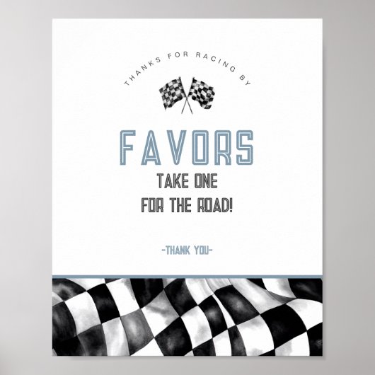 ブルーレースカー誕生日パーティー好意サイン ポスター (正面)