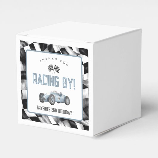 ブルーレースカー誕生日パーティー フェイバーボックス (正面サイド)