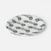 ブルーレースカー誕生日紙プレート ペーパープレート (アングル)