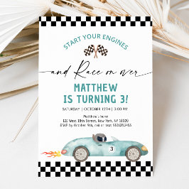 ブルーレースカー誕生日 招待状