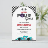 ブルーレースカー誕生日 |4速が必要 招待状 (スタンド正面)