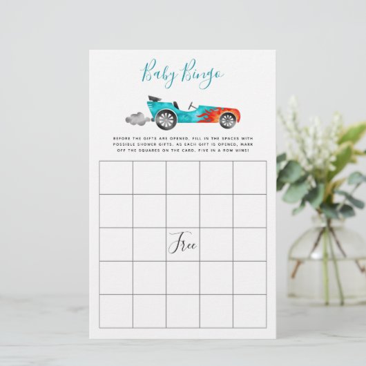 ブルーレースカー赤ちゃんシャワービンゴゲーム (スタンド正面)