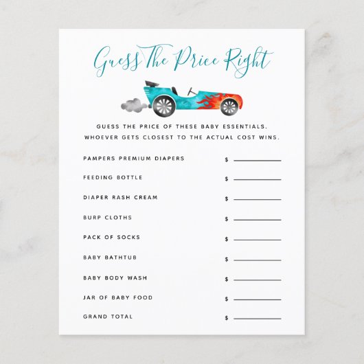 ブルーレースカー赤ちゃんシャワー価格を推測 (正面)