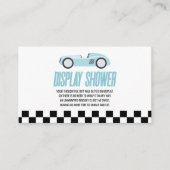 ブルーレースカー赤ちゃんシャワー表示シャワー エンクロージャーカード (正面)