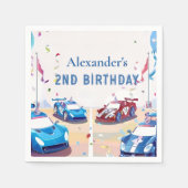 ブルーレースカー2歳の誕生日 スタンダードカクテルナプキン (正面)