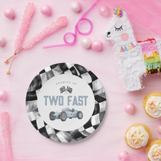 ブルーレースカー2速2番目の誕生日パーティー ペーパープレート (パーティー)