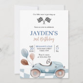 ブルーレースカー2ndレースツーファスト誕生日 招待状 (正面)