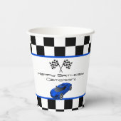 ブルーレースカー |子供の誕生日パーティー 紙コップ (裏面)