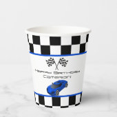 ブルーレースカー |子供の誕生日パーティー 紙コップ (正面)