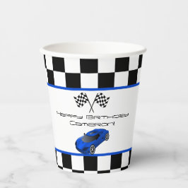 ブルーレースカー |子供の誕生日パーティー 紙コップ