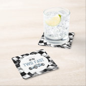 ブルーレースカーTWO速い2番目の誕生日パーティー スクエアペーパーコースター (インサイチュ)