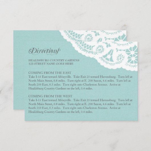 ブルーレースドリー結婚ズの方向エンクロージャカード エンクロージャーカード (正面/裏面)