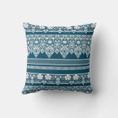 ブルーレースパターン。 クッション (裏面)