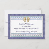 ブルーレースベビーシャワーレジストリカード 招待状 (裏面)