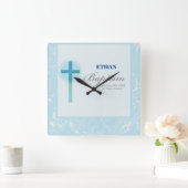 ブルーレースボーイ洗礼 スクエア壁時計 (ホーム)