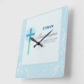 ブルーレースボーイ洗礼 スクエア壁時計 (傾斜)