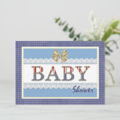 ブルーレース愛国ベビーシャワーカード招待状 招待状 (スタンド正面)