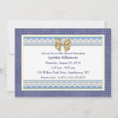 ブルーレース愛国ベビーシャワーカード招待状 招待状 (裏面)