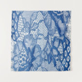 ブルーレース生地、アフリカのタレデザイン。 タペストリー (正面(横))