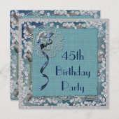 ブルーレース&ダイヤモンド45誕生日 招待状 (正面/裏面)