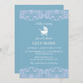 ブルーレース | ボーイベビーシャワー招待状 招待状 (正面/裏面)