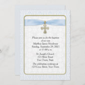 ブルーレース、金ゴールドクロス、宗教 招待状 (正面/裏面)