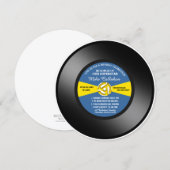 ブルーレーベルビニール45回転レコード誕生日パーティー 招待状 (正面/裏面)