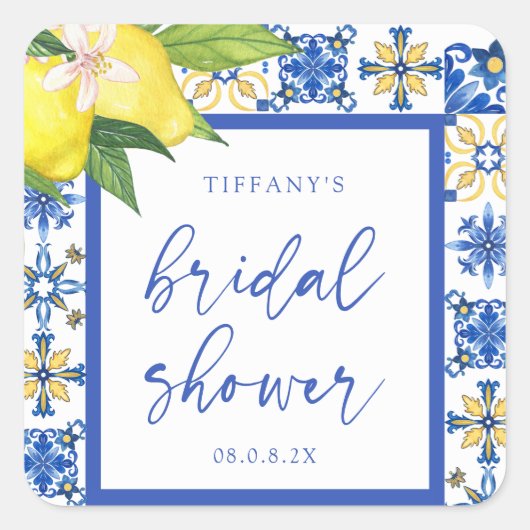 ブルーレ地中海のモンズブライダルシャワーありがとう スクエアシール (正面)