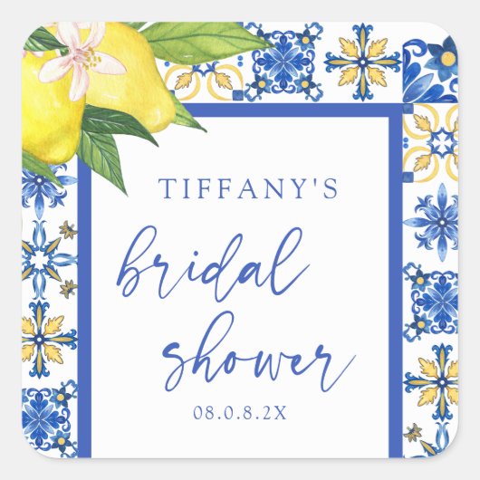 ブルーレ地中海のモンズブライダルシャワーありがとう スクエアシール (正面)