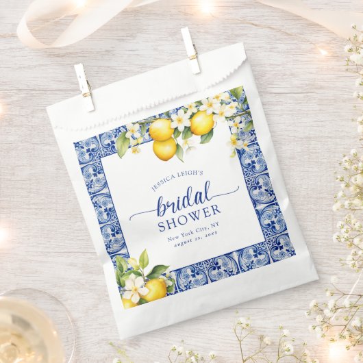 ブルーレ地中海のモンズブライダルシャワー フェイバーバッグ (クリップ留めされた状態)