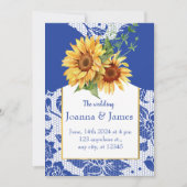 ブルーレ王室のースひまわり結婚の花 招待状 (正面)
