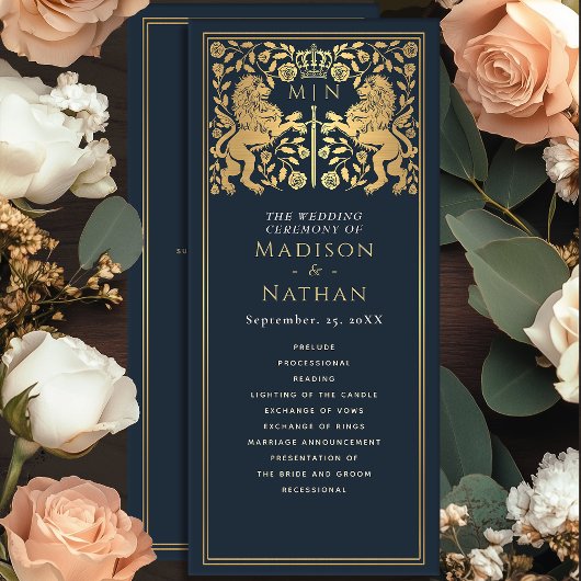 ブルーロイヤルライオン中世の剣の結婚式プログラム プログラム