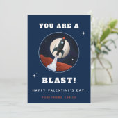 ブルーロケット宇宙船ボーイズキッズバレンタインデー シーズンカード (スタンド正面)