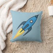 ブルーロケット船外宇宙キッズルームデコール |少年 クッション (ブランケット)