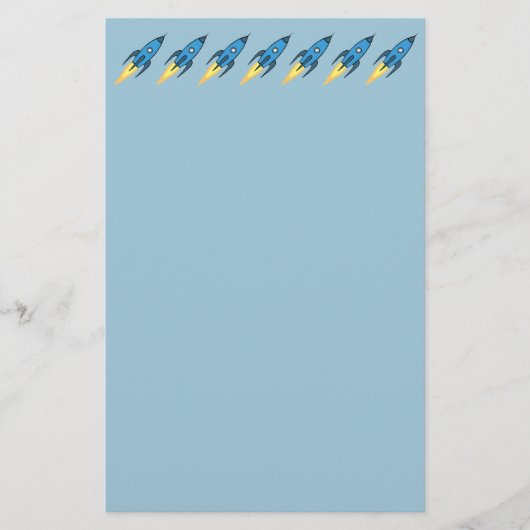 ブルーロケット船宇宙ボーイキッズカワイイモダン 便箋 (正面)