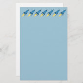 ブルーロケット船宇宙ボーイキッズカワイイモダン 便箋 (正面/裏面)