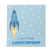 ブルーロケット船宇宙学校給油少年 ノートパッド (正面)