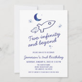 ブルーロケット船宇宙2回目の誕生日 招待状 (正面)