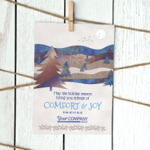 ブルーロゴ、ブラウン、アクア素朴ホリデーカード