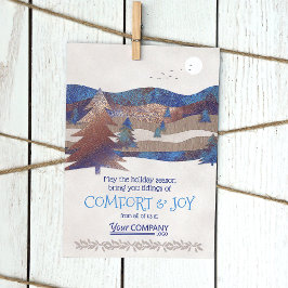 ブルーロゴ、ブラウン、アクア素朴ホリデーカード カード