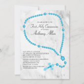 ブルーロザリオビーズファーストホーリーコミュニオン 招待状 (正面)