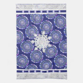 ブルーロザース&スノーフレーク キッチンタオル (縦)