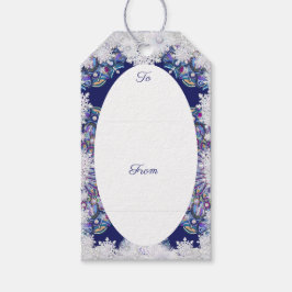 ブルーロザース&スノーフレーク ギフトタグ