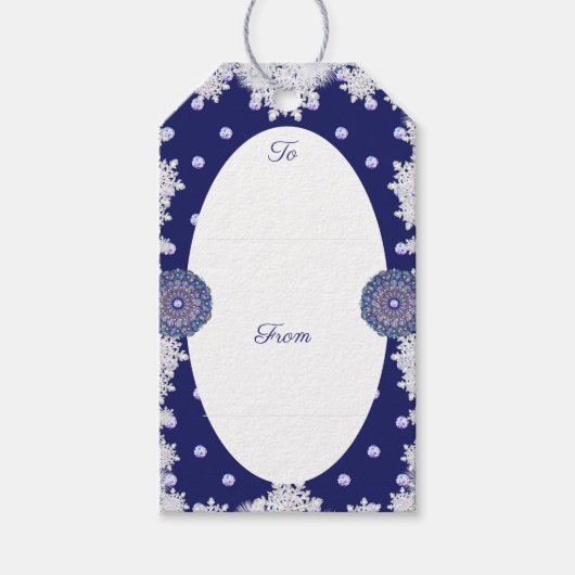 ブルーロザース&スノーフレーク ギフトタグ (正面)