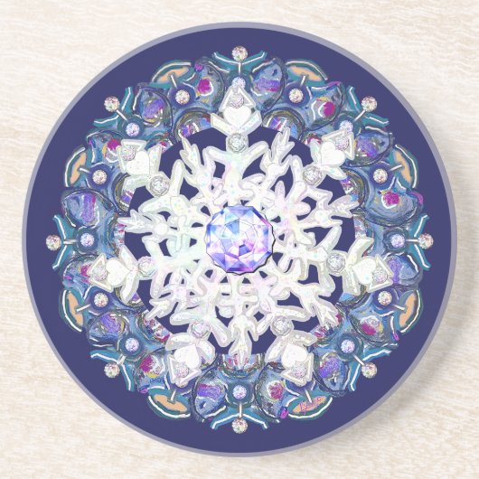 ブルーロザース&スノーフレーク コースター (正面)