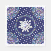 ブルーロザース&スノーフレーク スタンダードランチョンナプキン (正面)