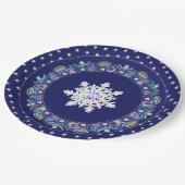ブルーロザース&スノーフレーク ペーパープレート (アングル)